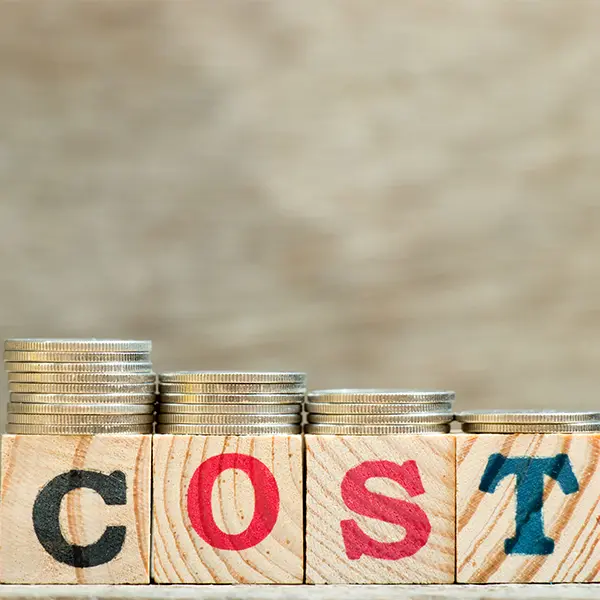 Cost written on wooden blocks