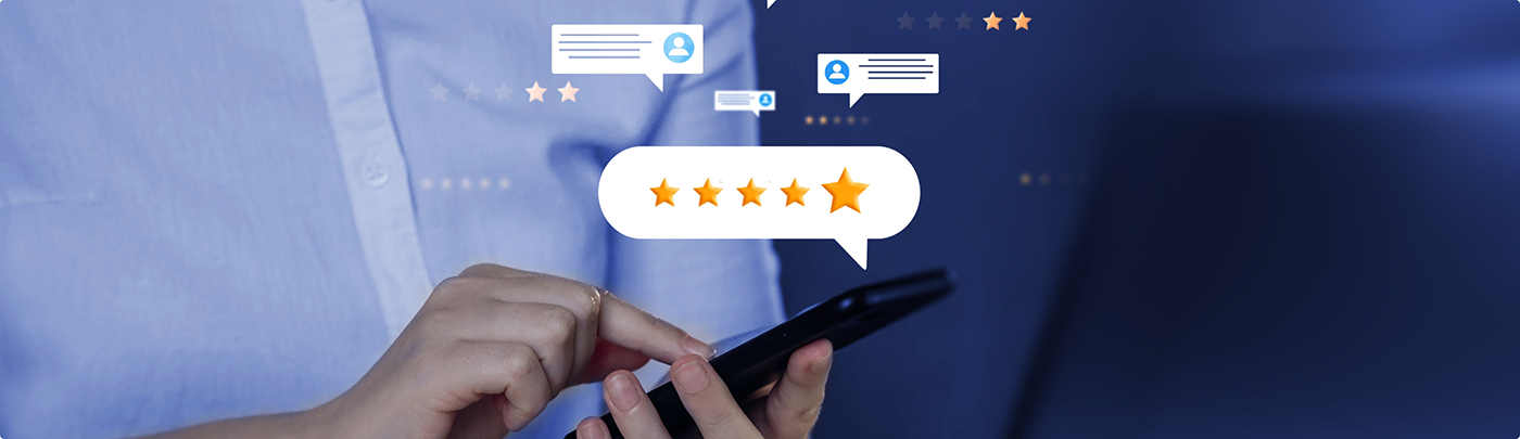 Person reading reviews on their phone