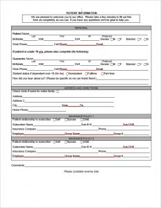 Patient Information Form preview Frisco, TX
